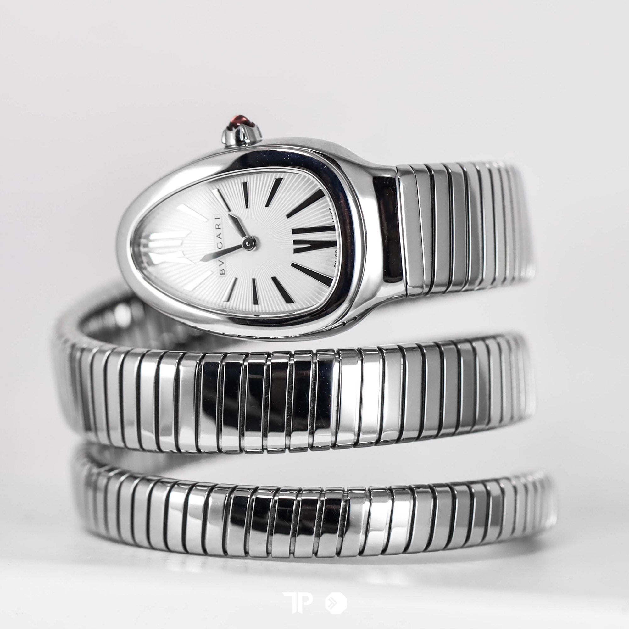 Serpenti Tubogas Double Spiral Watch Silver Opline Dial 35mm