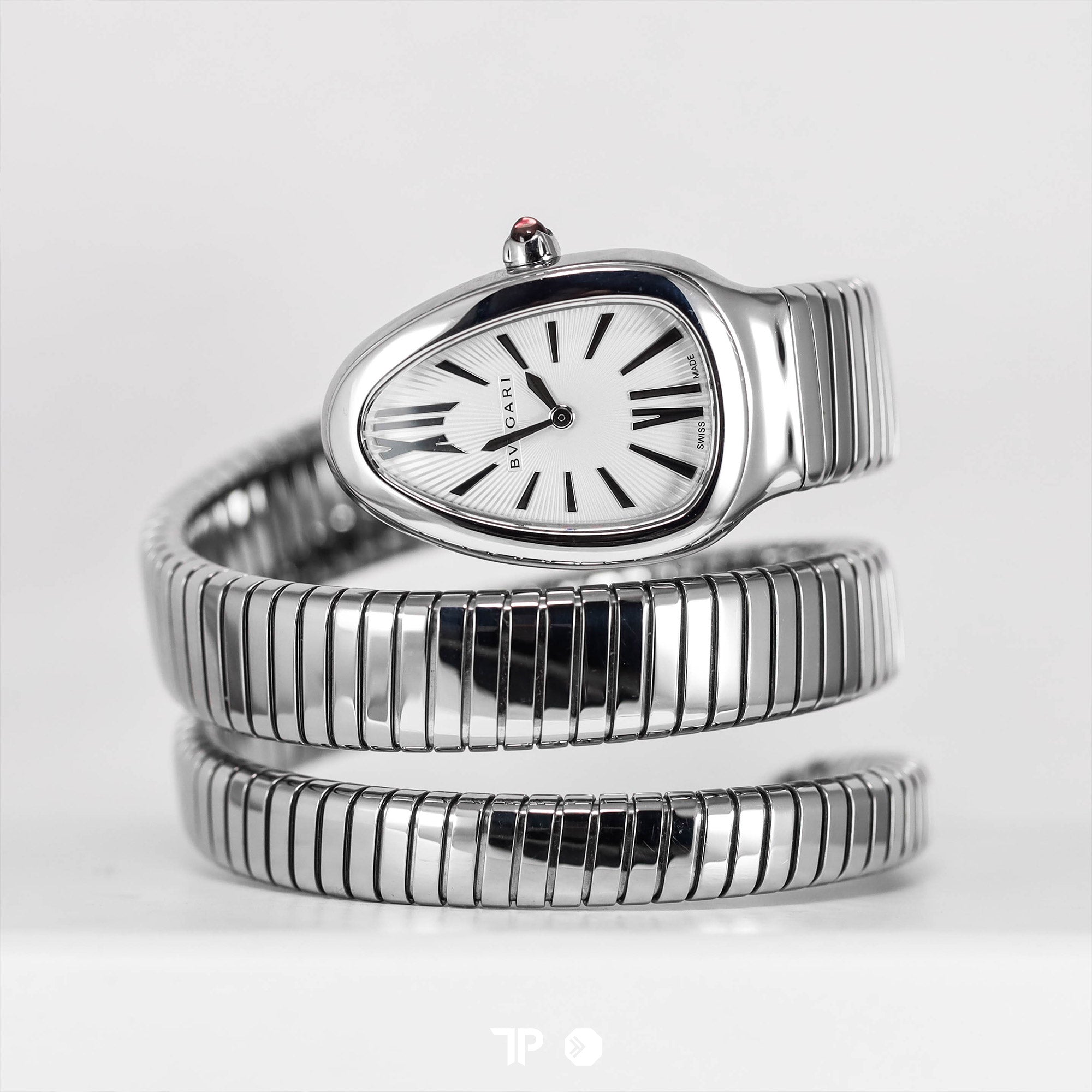 Serpenti Tubogas Double Spiral Watch Silver Opline Dial 35mm