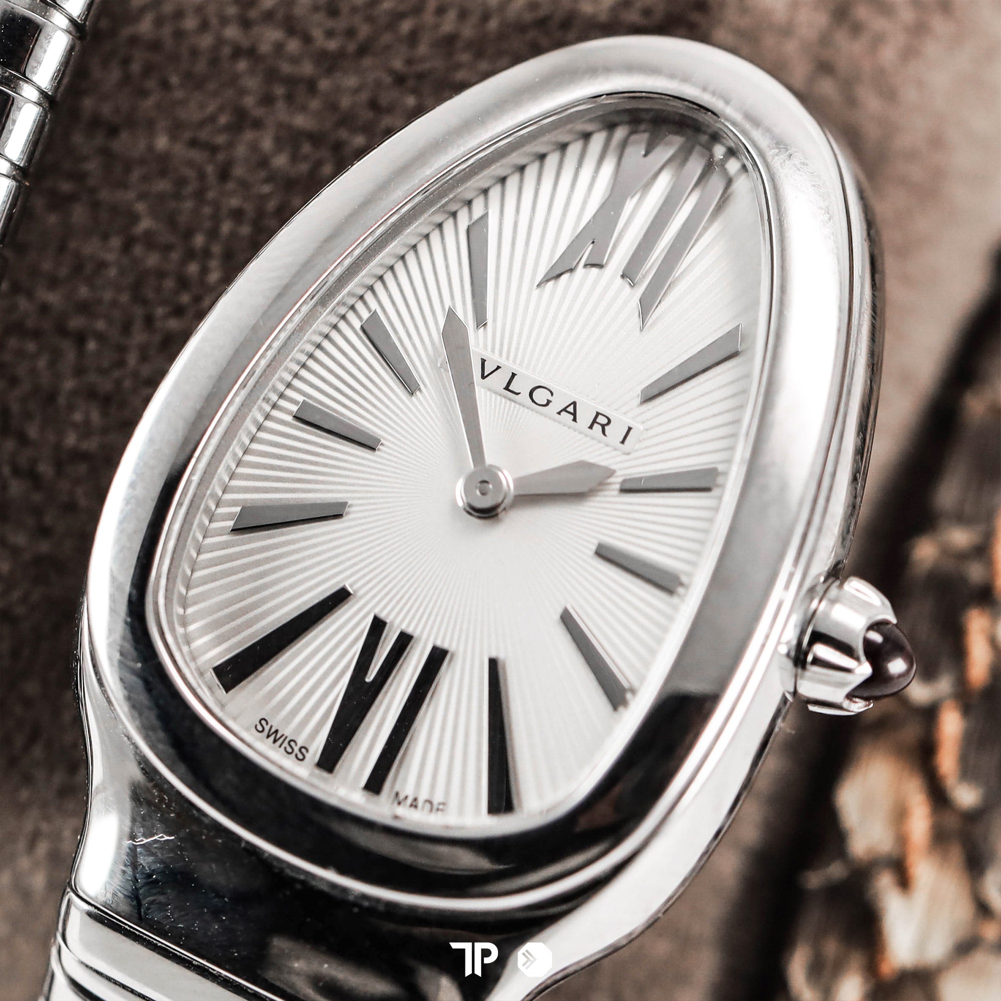 Serpenti Tubogas Double Spiral Watch Silver Opline Dial 35mm