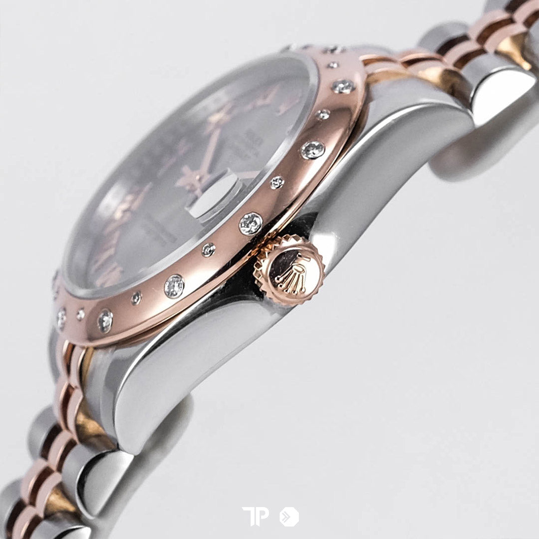 Datejust 31 Two Tone Rose Gold Diamond Bezel Silver Roman Dial (2011)