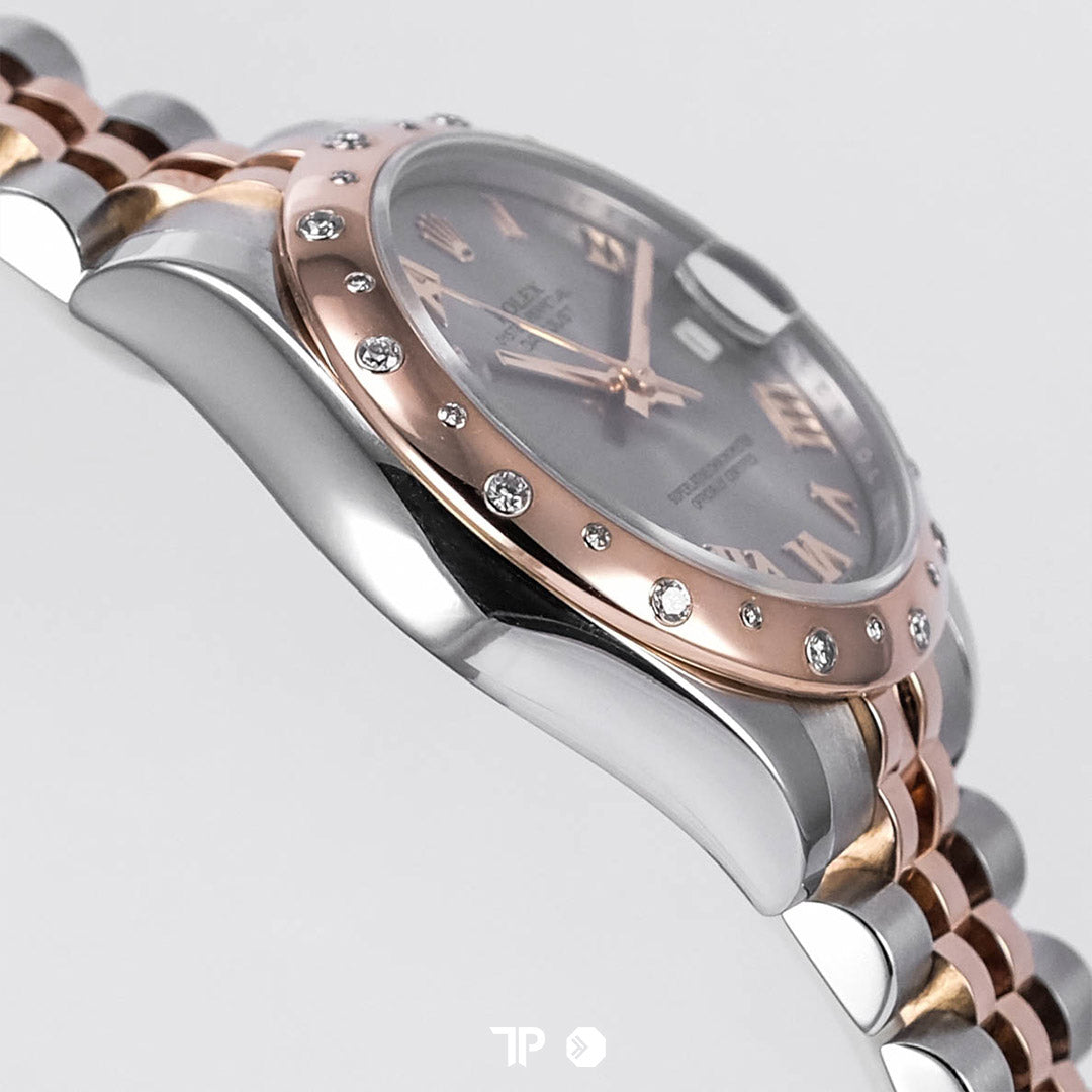 Datejust 31 Two Tone Rose Gold Diamond Bezel Silver Roman Dial (2011)