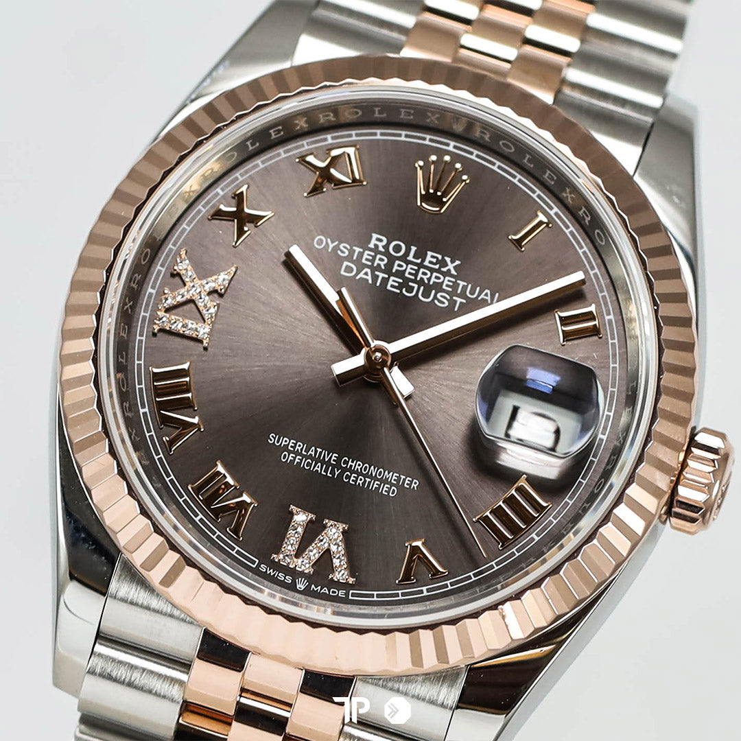 Datejust 36 Rhodium Two Tone Rose Gold Diamond on VI & IX Roman Jubilee (2020)