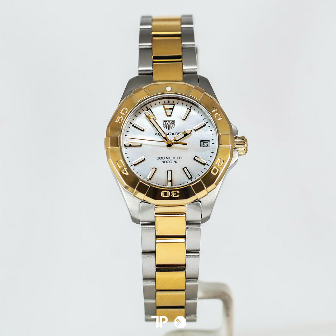 Aquaracer Lady Two Tone Yellow Gold White MOP Dial 32mm