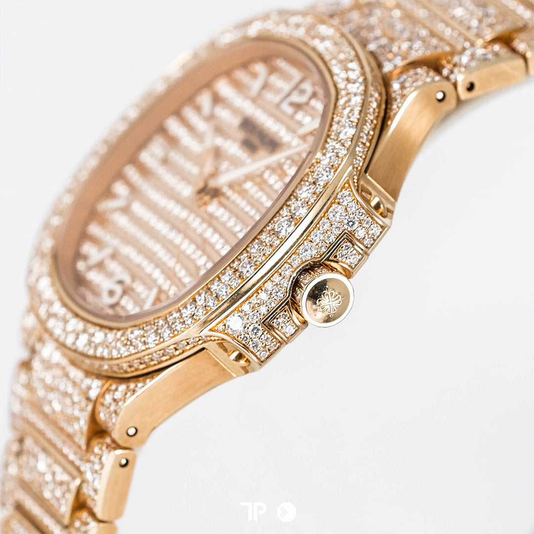 Nautilus 7118/1450R Rose Gold Full Diamond 35.2mm (2021)