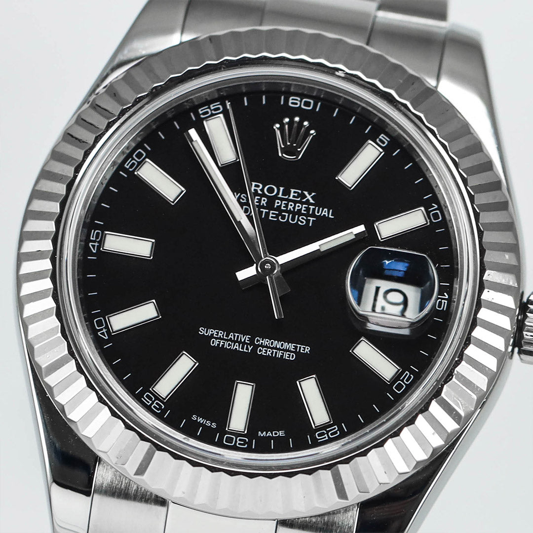 Datejust 41 Black Oyster White Gold Fluted Bezel (2013)