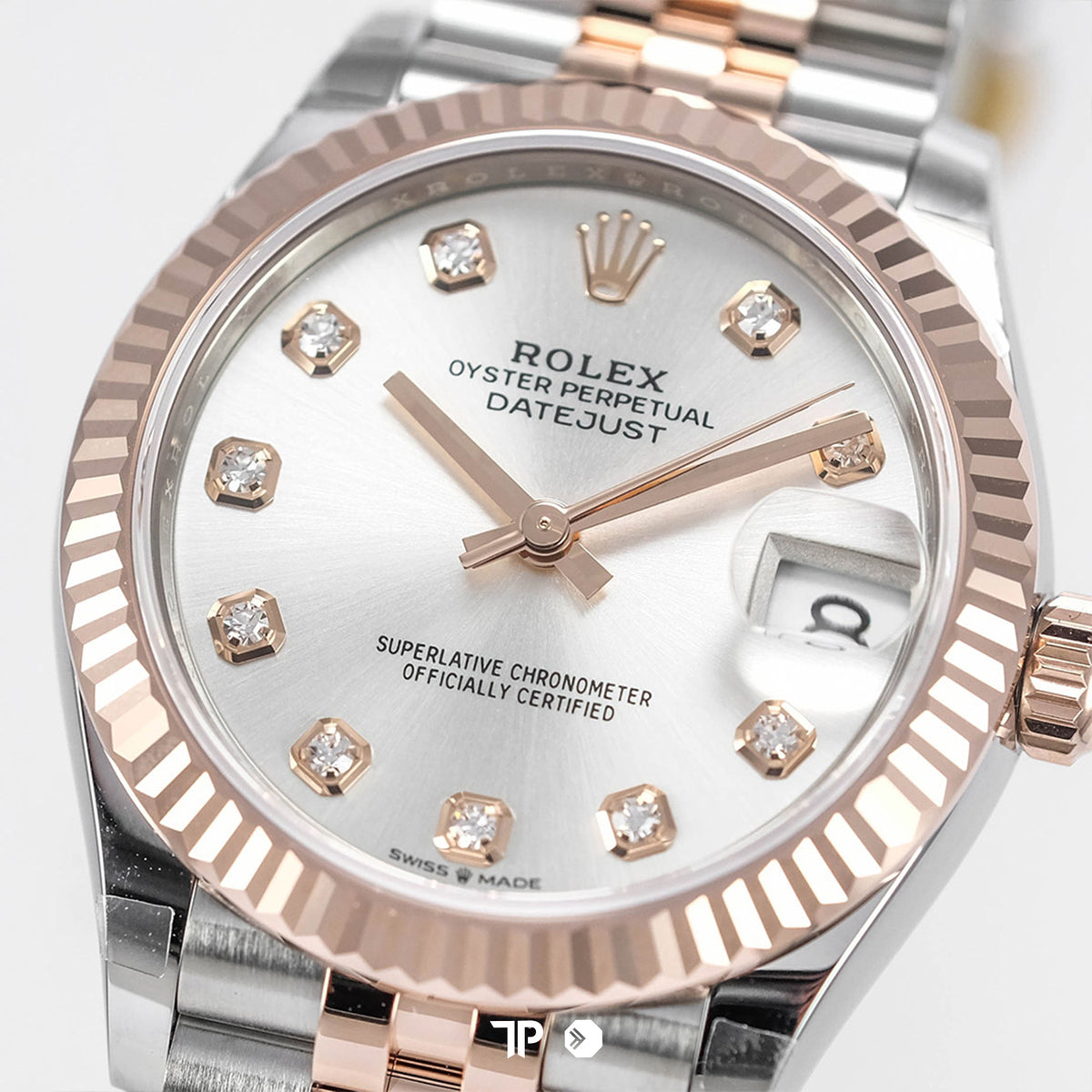 Datejust 31 Two Tone Rose Gold Silver Dial Diamond Index Fluted Bezel Jubilee NEW (2026)