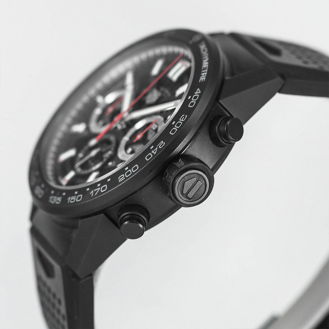 Carrera Heuer 02 Chronograph Black Rubber Automatic Skeleton Dial 45mm (2020)