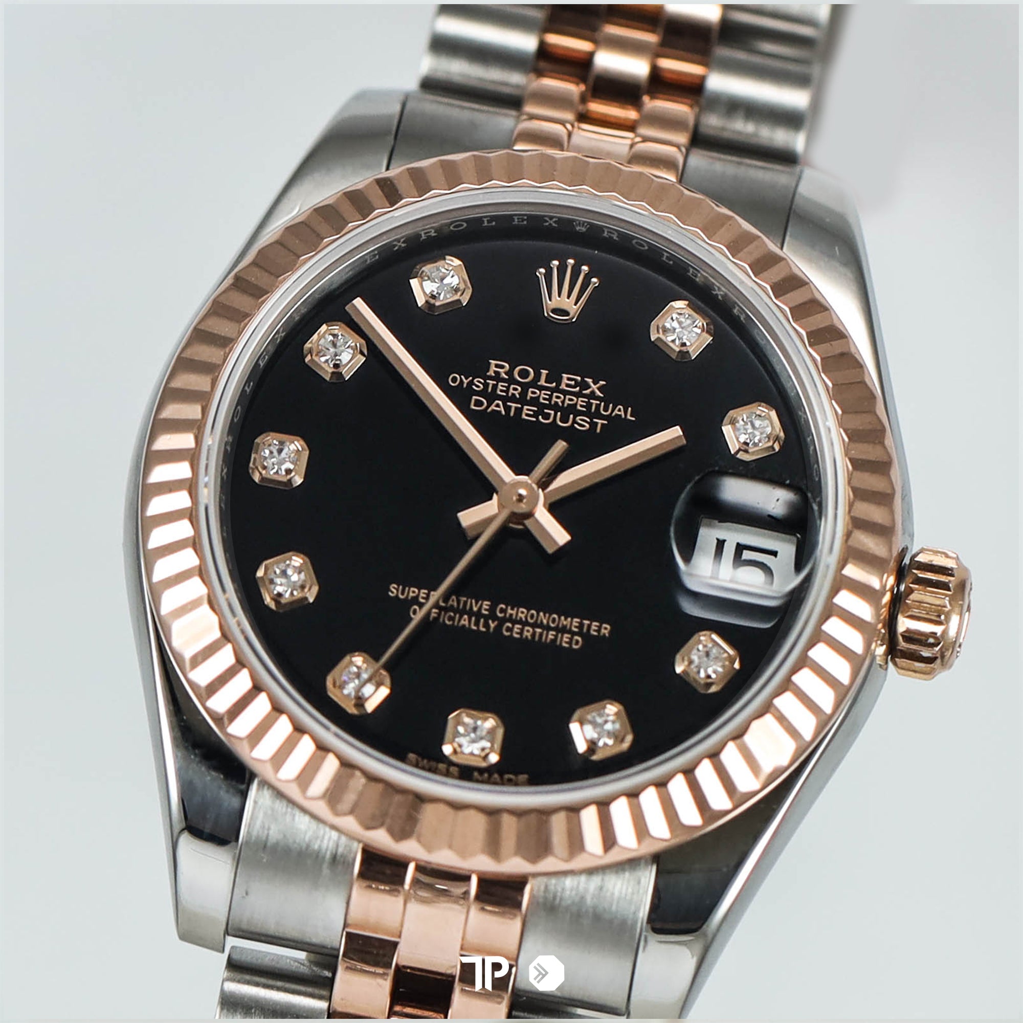 Datejust 31 Twotone Rose Gold Black Diamond Dial (2017)