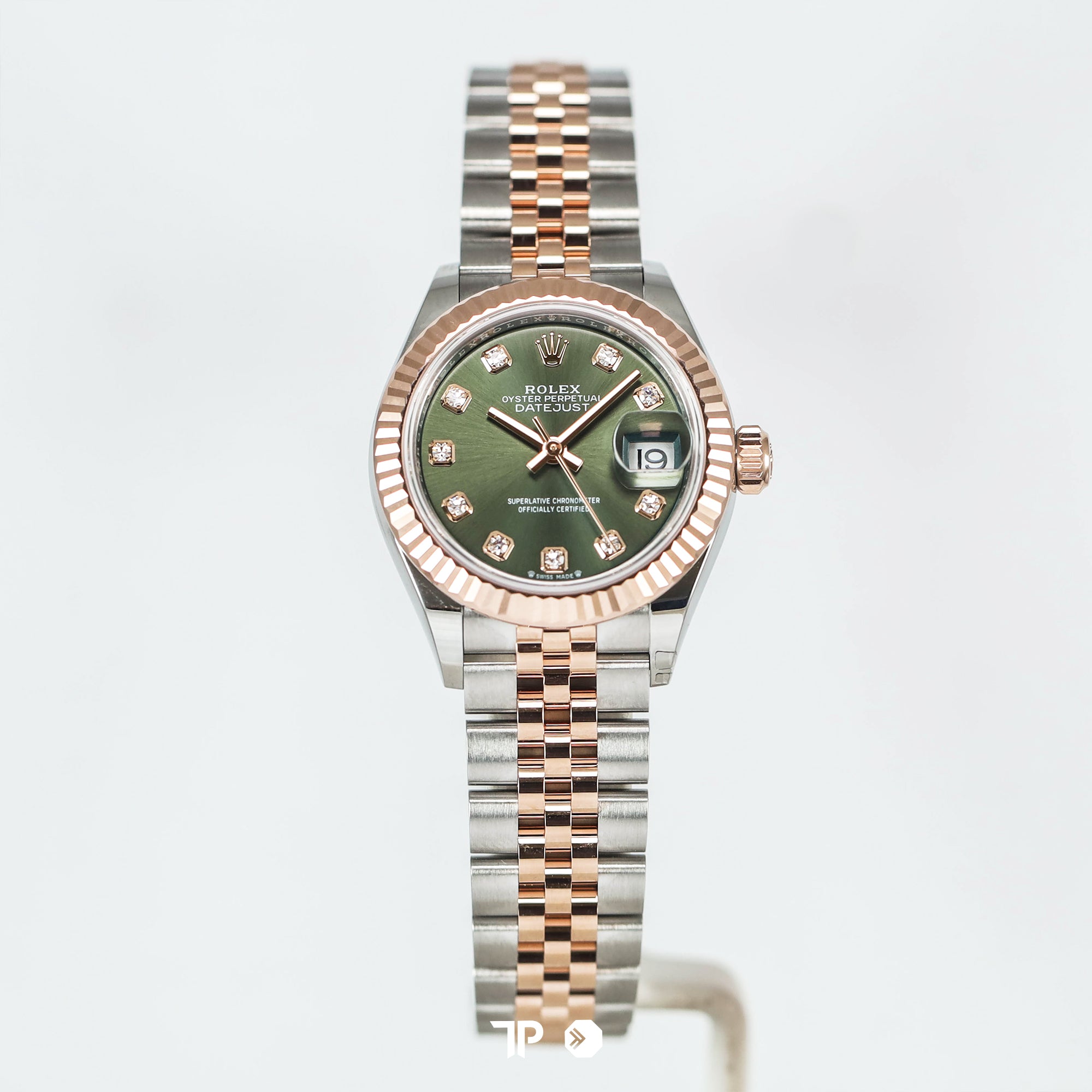 Datejust 28 Olive Green Dial Diamond Two Tone Rose Gold NEW(2026)