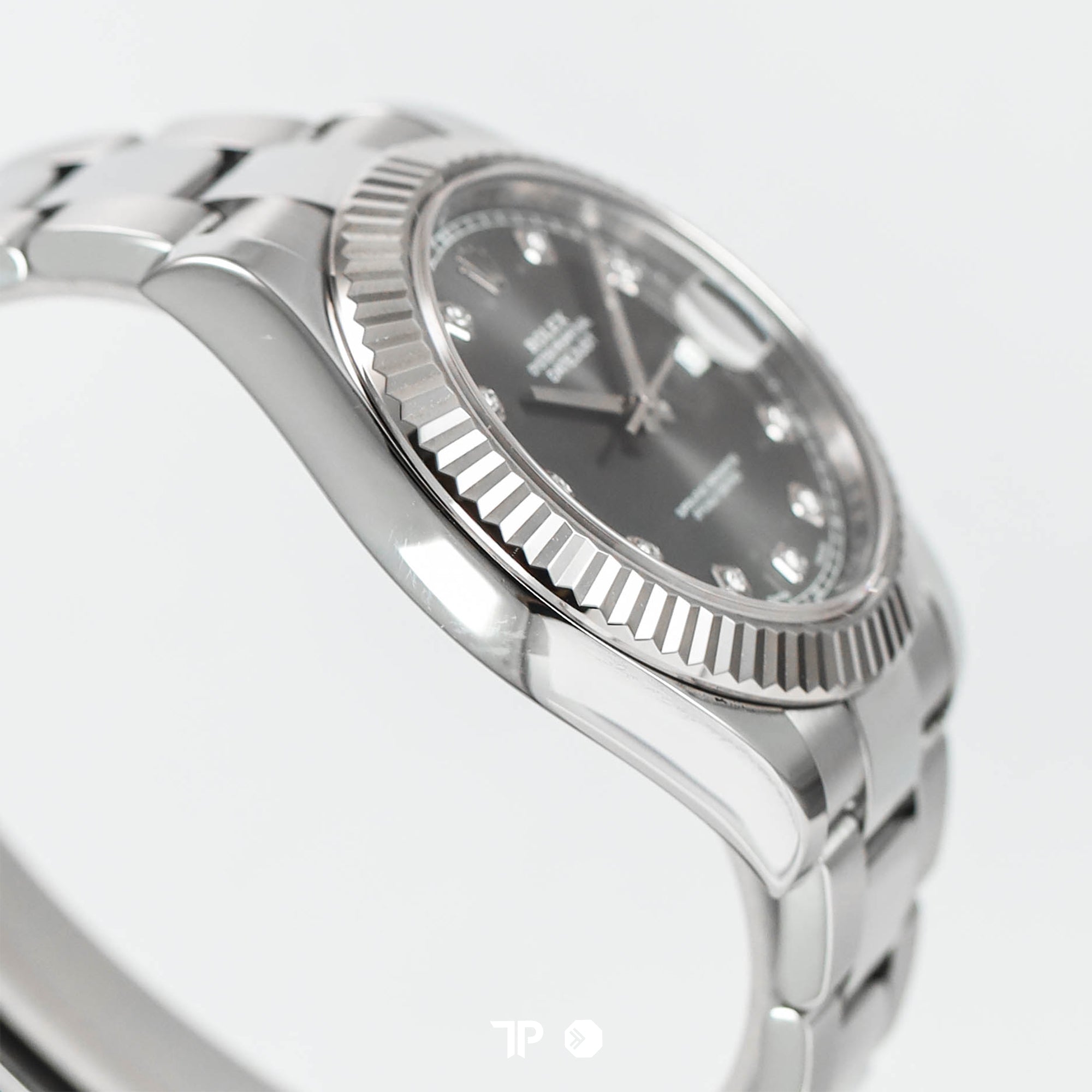 Datejust 41 Rhodium Dial Fluted White Gold Bezel Diamond Index (2016)
