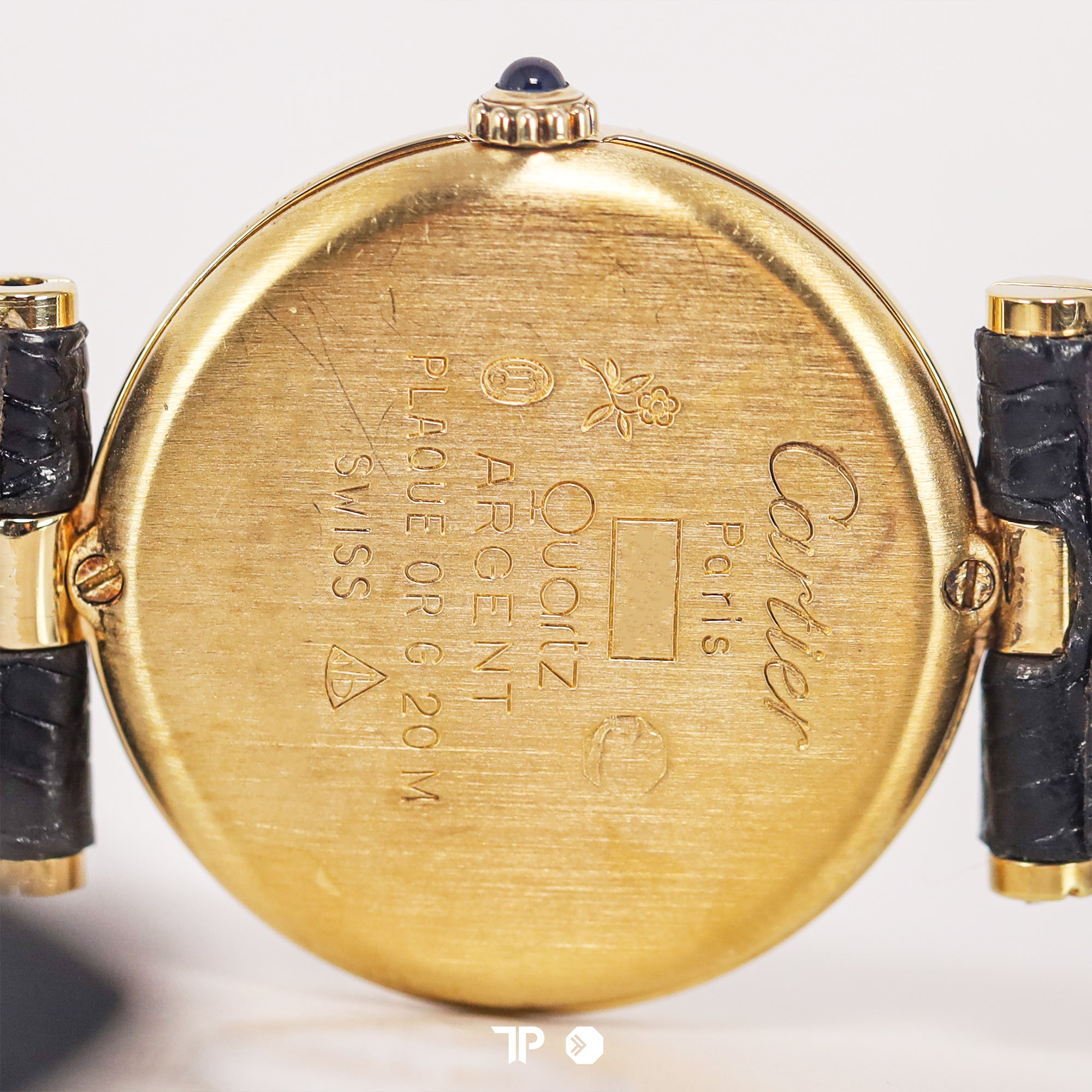 Must de Cartier Paris Vermeil Vendome Black Quartz 24mm