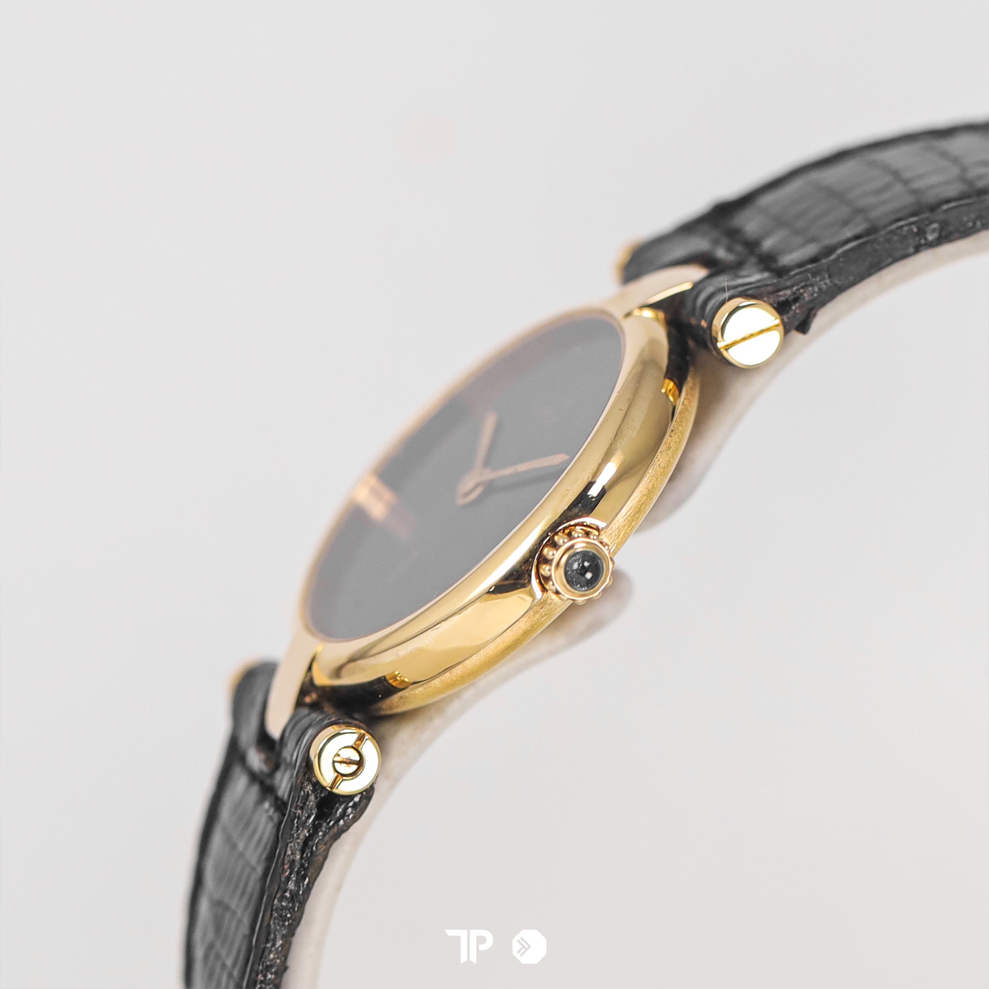 Must de Cartier Paris Vermeil Vendome Black Quartz 24mm