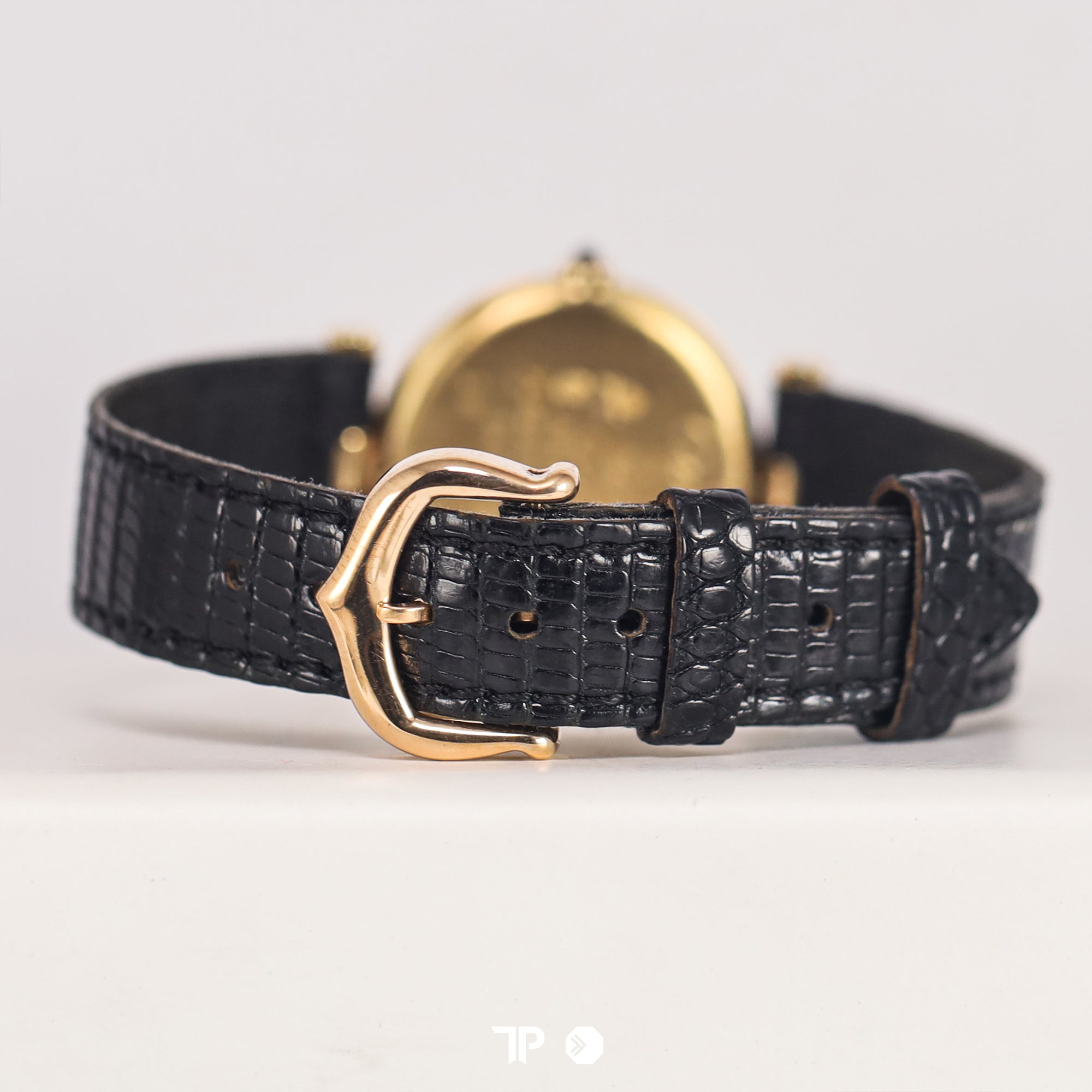 Must de Cartier Paris Vermeil Vendome Black Quartz 24mm