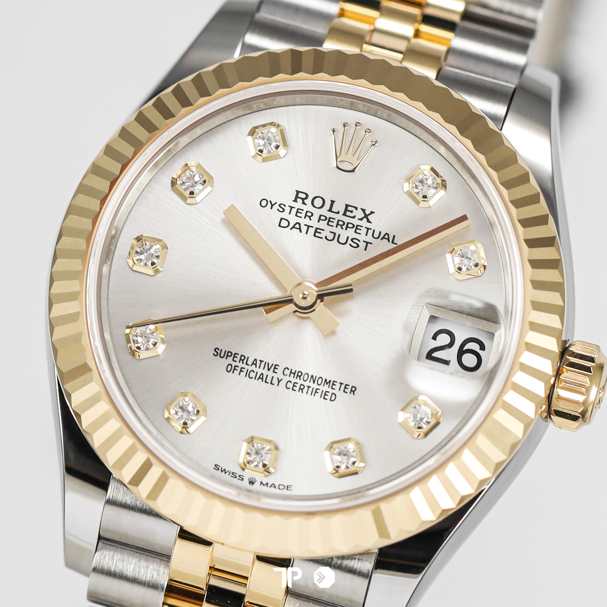 Datejust 31 Two Tone Yellow Gold Silver Dial Diamond Index NEW(2026)