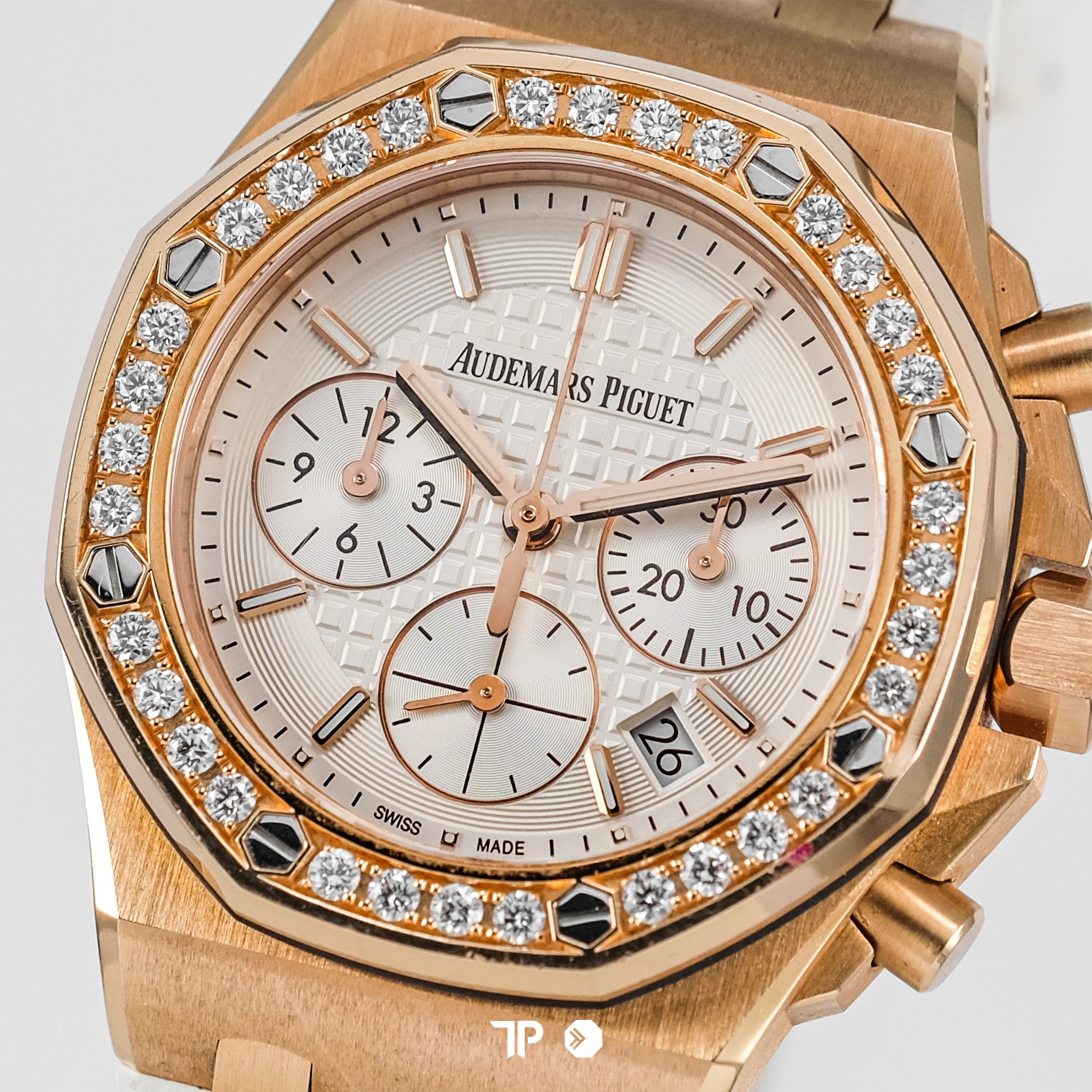 Royal Oak Chronograph Lady Rose Gold White Dial Diamond Bezel 37mm (2017)